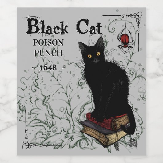 Black Cat Giison Punch Halloween Weinetikett (Einzelnes Label)