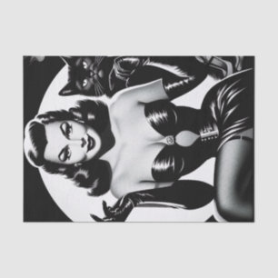 Black Cat Glamour Girl Seidenpapier