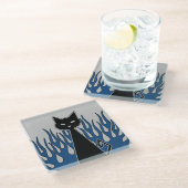Black Cat Glass Untersetzer (Schrägansicht)