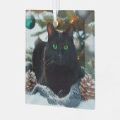 Black Cat Glass Weihnachtsschmuck (Vorderseite links)