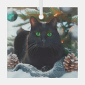 Black Cat Glass Weihnachtsschmuck (Vorderseite)