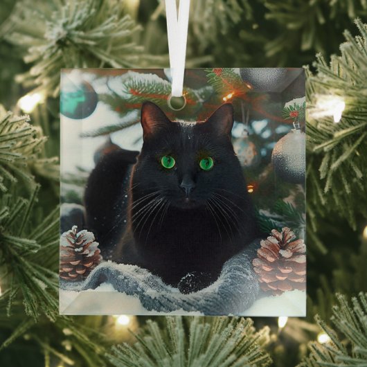 Black Cat Glass Weihnachtsschmuck (Insitu)