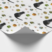 Black Cat Gold Ball and Stars Wrapping Paper Geschenkpapier (Ecke)