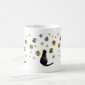 Black Cat Gold Balls and Stars Tasse (Mittel)