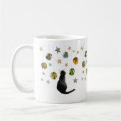 Black Cat Gold Balls and Stars Tasse (Links)