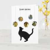 Black Cat Gold Paper Balls Card Karte (Gelbe Blume)