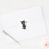 Black Cat Golf Runder Aufkleber (Umschlag)