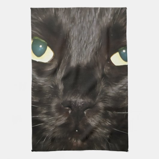 Black Cat Gorgeous Artistic Pet Portrait Geschirrtuch (Vertikal)