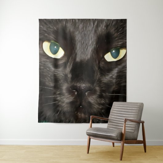 Black Cat Gorgeous Artistic Pet Portrait Wandteppich (Beispiel)