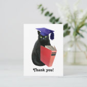 Black Cat Grad Danke Postcard Postkarte (Stehend Vorderseite)