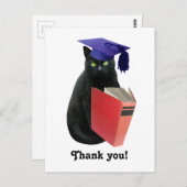 Black Cat Grad Danke Postcard Postkarte (Vorne/Hinten)