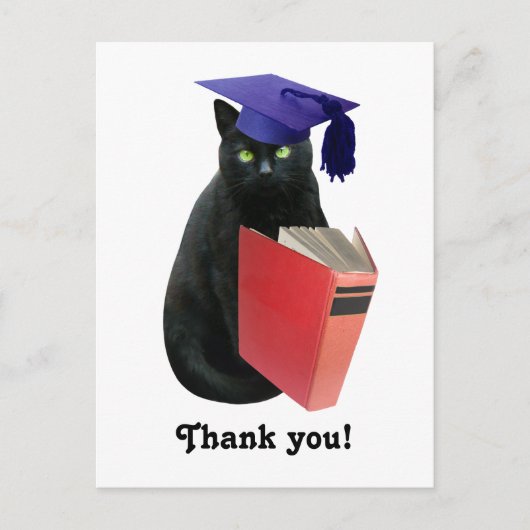 Black Cat Grad Danke Postcard Postkarte (Vorderseite)