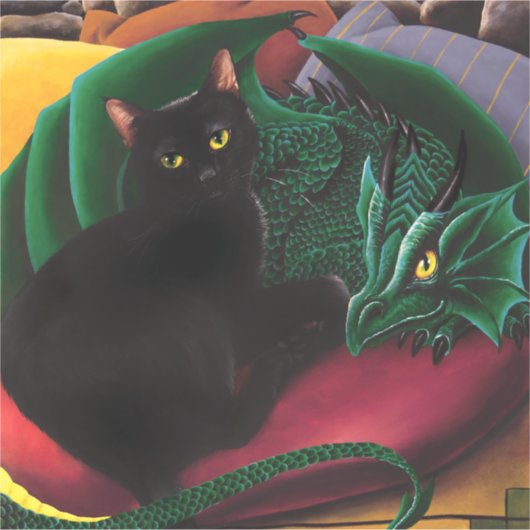 Black Cat Green Dragon Aufkleber (Vorderseite)