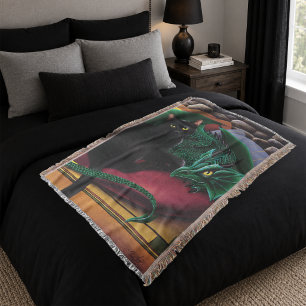 Black Cat Green Dragon Decke