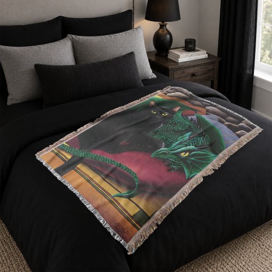 Black Cat Green Dragon Decke