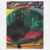 Black Cat Green Dragon Fleecedecke (Vorderseite)