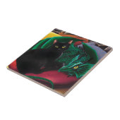 Black Cat Green Dragon Fliese (Seite)