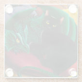 Black Cat Green Dragon Glasuntersetzer (Rückseite)