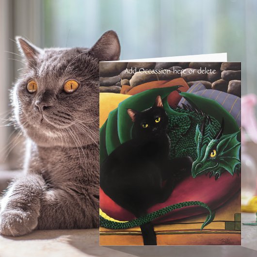 Black Cat Green Dragon Karte