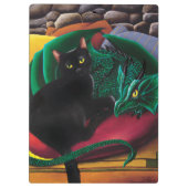 Black Cat Green Dragon Klemmbrett (Rückseite)