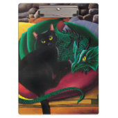 Black Cat Green Dragon Klemmbrett (Vorderseite)