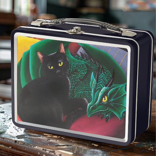 Black Cat Green Dragon Metall Brotdose