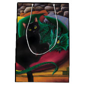 Black Cat Green Dragon Mittlere Geschenktüte (Rückseite)