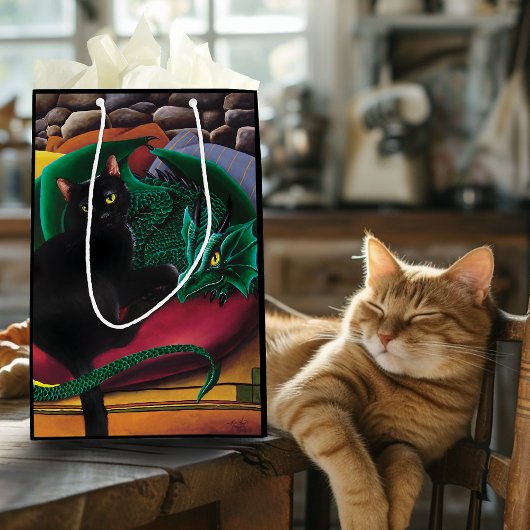 Black Cat Green Dragon Mittlere Geschenktüte