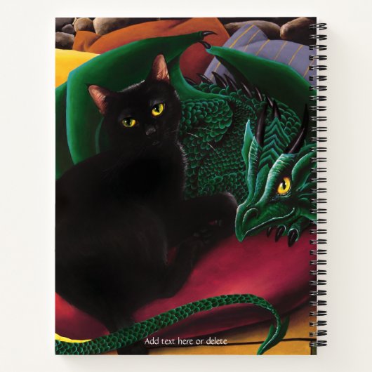 Black cat Green Dragon Notizblock (Rückseite)