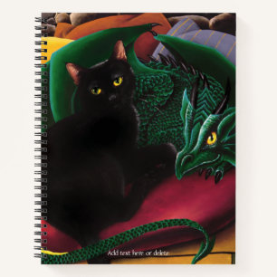 Black cat Green Dragon Notizblock