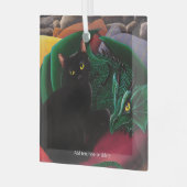 Black Cat Green Dragon Ornament Aus Glas (Vorderseite links)