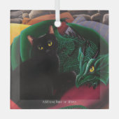 Black Cat Green Dragon Ornament Aus Glas (Vorderseite)