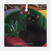 Black Cat Green Dragon Ornament Aus Glas (Rückseite)