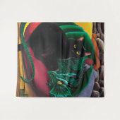 Black Cat Green Dragon Wandteppich (Vorderseite (Horizontal))