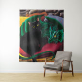 Black Cat Green Dragon Wandteppich (Beispiel)