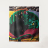 Black Cat Green Dragon Wandteppich (Vorderseite)