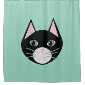 Black Cat Green Duschvorhang (Vorderseite)