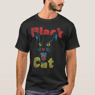 Black Cat Grunge Gesicht Vintage Katze T-Shirt
