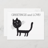 Black Cat Grüße und Liebe Postkarte (Vorne/Hinten)