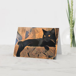 Black Cat Grußkarte, griechisch Inspiriert, Leere Karte