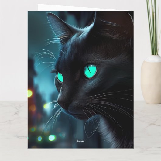 Black Cat Grußkarten Karte (Rückseite)