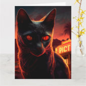 Black Cat Grußkarten Karte (Gelbe Blume)