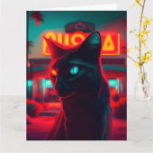 Black Cat Grußkarten Karte (Gelbe Blume)
