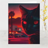 Black Cat Grußkarten Karte (Gelbe Blume)