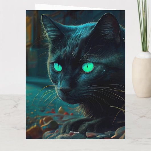 Black Cat Grußkarten Karte (Rückseite)