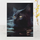 Black Cat Grußkarten Karte (Gelbe Blume)