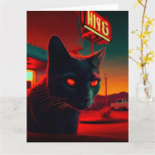 Black Cat Grußkarten Karte (Gelbe Blume)