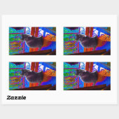 Black Cat Guards eine psychedelische Tür Rechteckiger Aufkleber (Blatt)