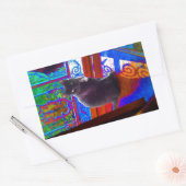 Black Cat Guards eine psychedelische Tür Rechteckiger Aufkleber (Umschlag)