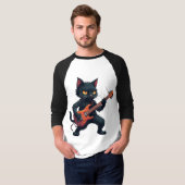 Black Cat Guitar Player T-Shirt (Vorne ganz)